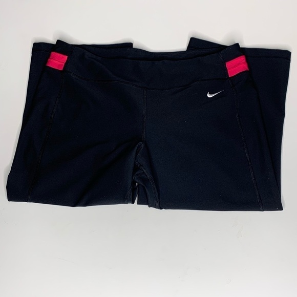 Nike Dri-Fit Cropped Athletic Neon pink Legging active pants yoga medium - Picture 3 of 8